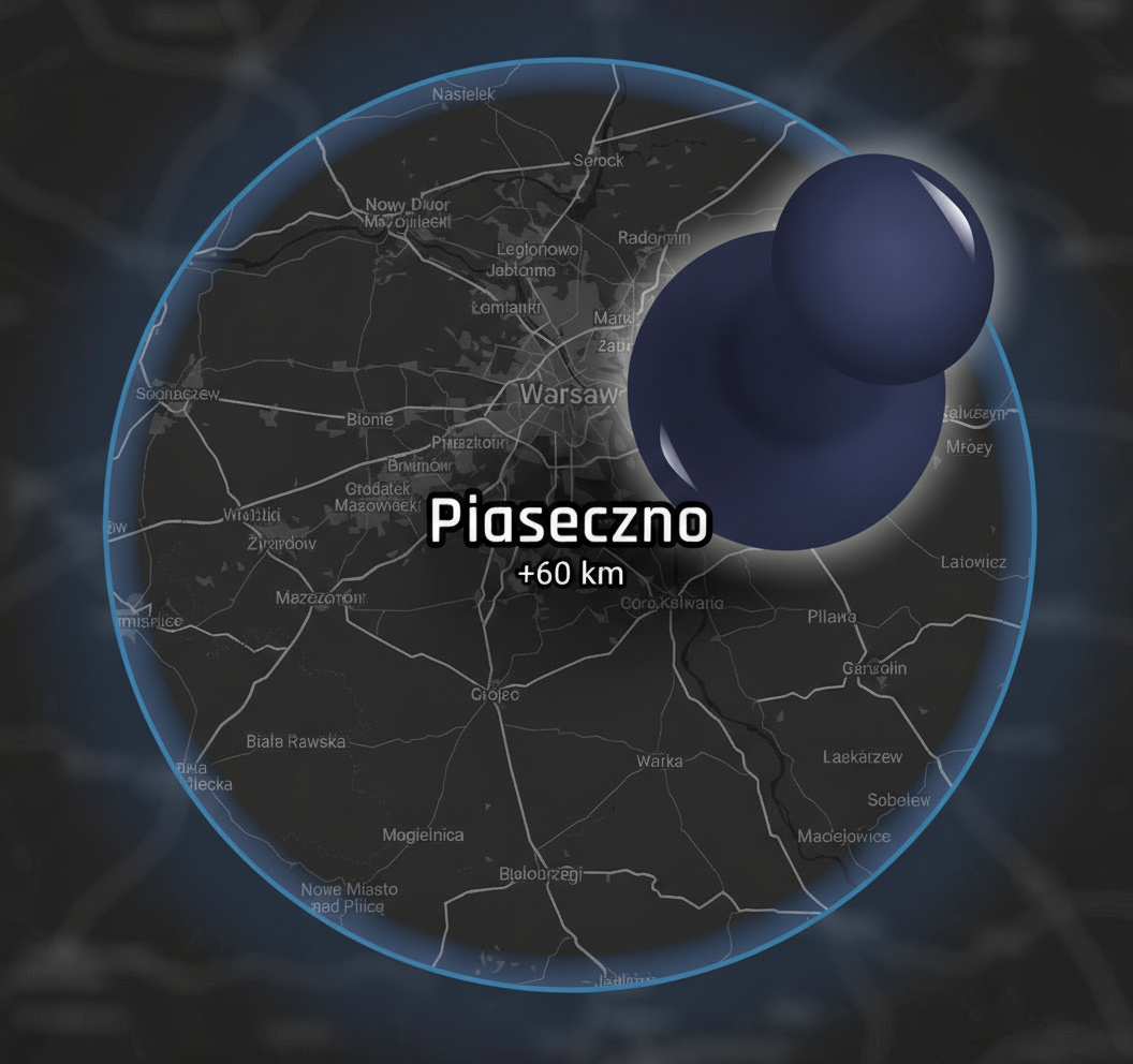 Mapa regionu Piaseczna i Warszawy
